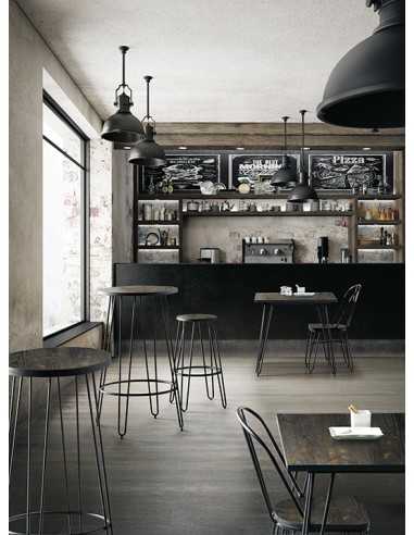 Table - Painted metal - Holm wood top - cm 80 x...