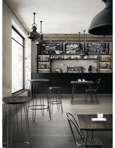 Tabla - Metal pintado - Parte superior de madera - cm 80 x 80 x 75 h