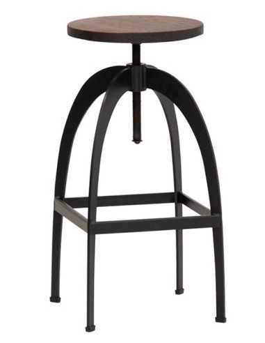 Taburete - Metal pintado - Asiento de madera...