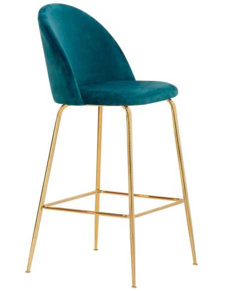 Taburete - Metal de latón - acolchado - revestimiento de terciopelo - cm 44 x 42 x 108 h