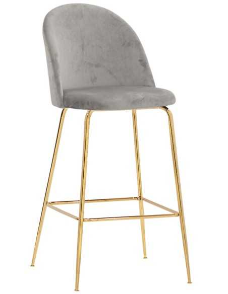 Taburete - Metal de latón - acolchado - revestimiento de terciopelo - cm 44 x 42 x 108 h