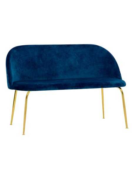 Panca - Metallo ottonato - Imbottita - Rivestimento in velluto - cm 110 x 43 x 77 h