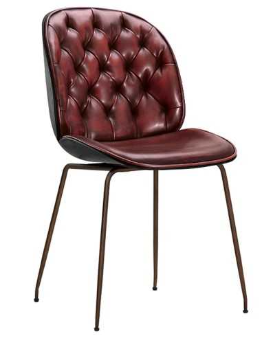 Chair - Painted metal - upholstered in antique...