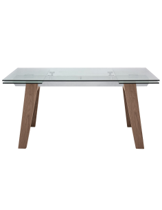Table - Aluminium - Wooden legs - Extensible top in...