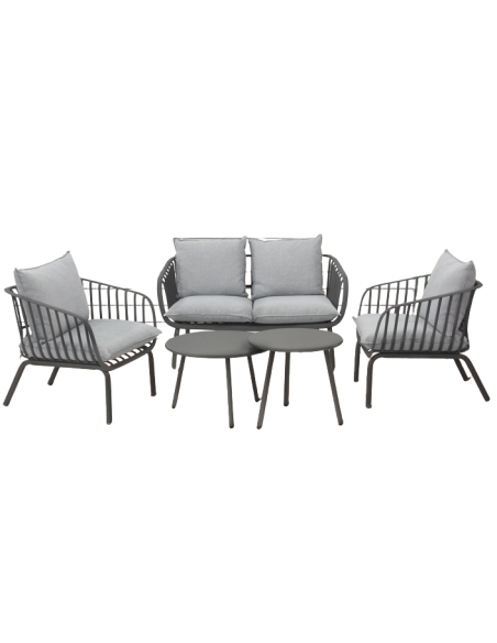 Set - Sillón - Sofa - N.2 tablas - Metal pintado