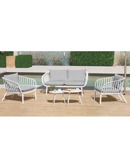 Set - Sillón - Sofa - N.2 tablas - Metal pintado