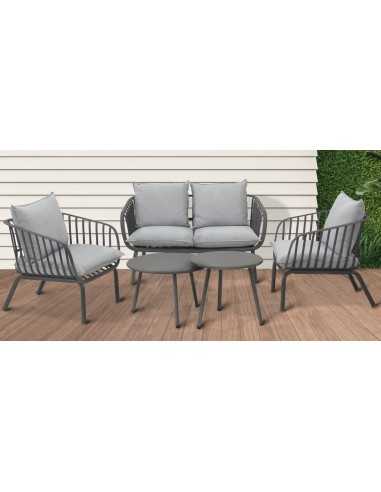 Set - Sillón - Sofa - N.2 tablas - Metal pintado