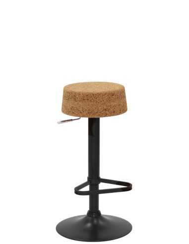 Taburete - Metal pintado - Asiento de corcho -...