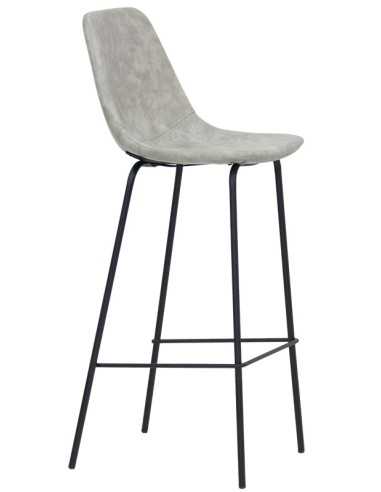 Stool - Painted metal - Leather padded shell -...