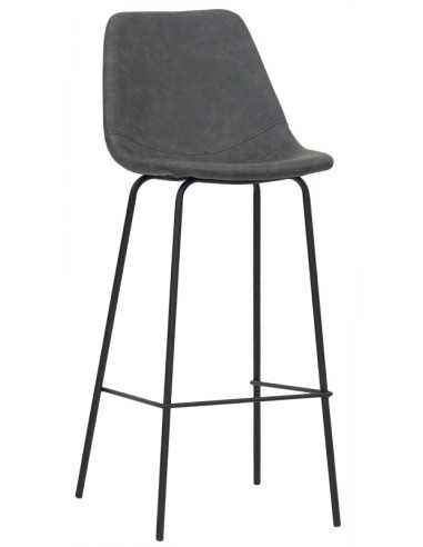 Stool - Painted metal - Leather padded shell -...