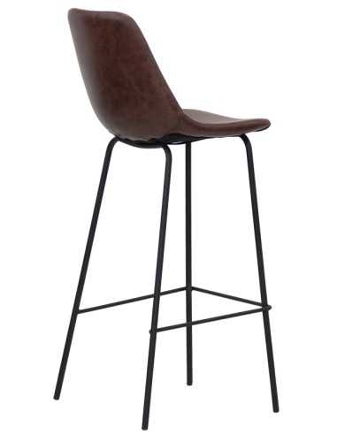 Stool - Painted metal - Leather padded shell -...
