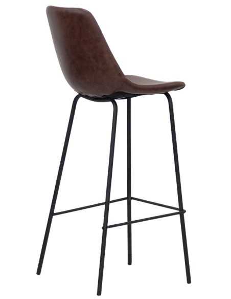 Stool - Painted metal - Leather padded shell - cm 40 x 36 x 105 h