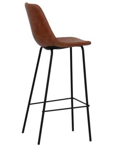 Stool - Painted metal - Leather padded shell -...