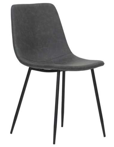 Chair - Painted metal - Ribbon in eco-leather -...