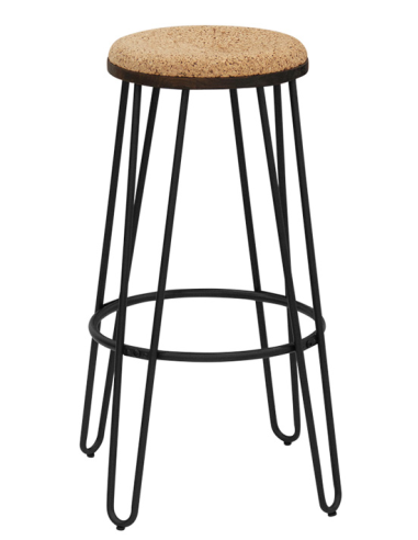Stool - Painted metal - Adjustable seat in wood...