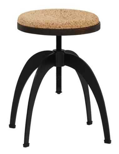 Stool - Painted metal - Adjustable seat in wood...