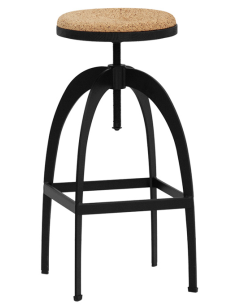 Taburete - Metal pintado - Asiento ajustable en madera y... 2