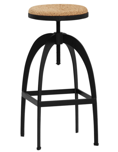 Stool - Painted metal - Adjustable seat in wood...