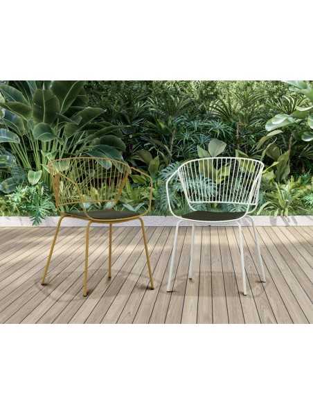 Sedia - Metallo verniciato - Cuscino in ecopelle - cm 43 x 40 x 78 h