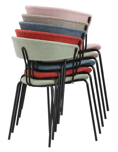 Sedia - Metallo verniciato - Tessuto - cm 41 x 43 x 77 h