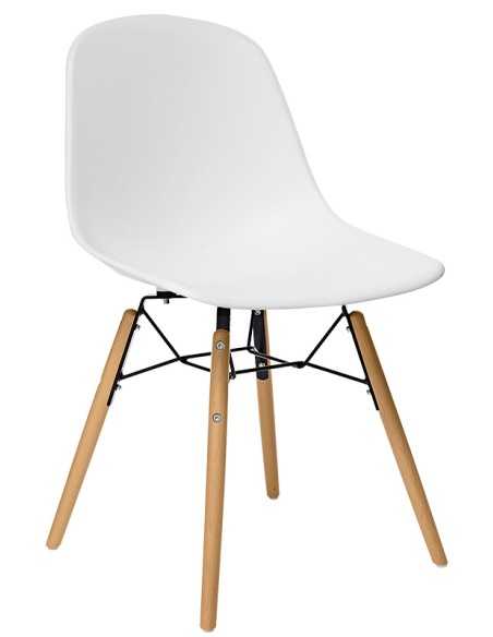 Sedia - Legno di faggio e metallo verniciato - Scocca in polipropilene - cm 44 x 42 x 43 h