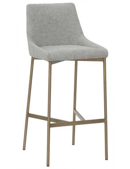 Sgabello - Metallo ottone satinato - Seduta e schienale imbottiti - cm 40 x 40 x 102 h