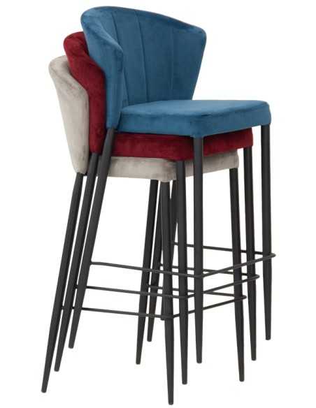 Sgabello - Metallo verniciato - Rivestimento in velluto - cm 40 x 42 x 102 h