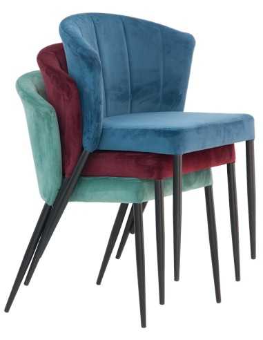 Chair - Painted metal - Velvet coating - cm 44...