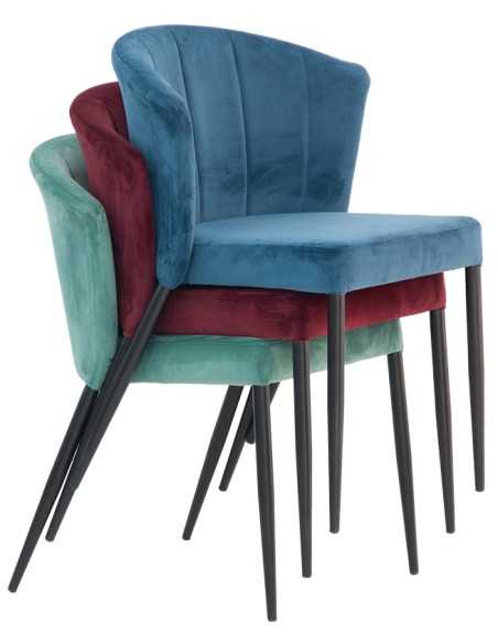 Chair - Painted metal - Velvet coating - cm 44 x 44 x 81 h