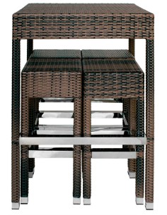 Table with 4 stools - Polyethylene plate - Glass top - cm...