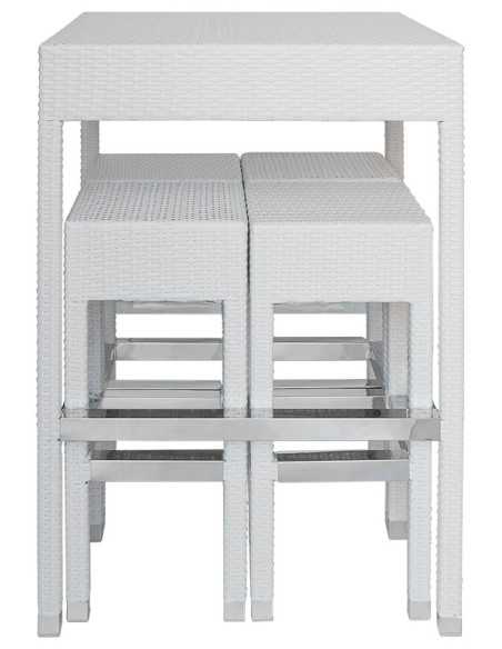 Table with 4 stools - Polyethylene plate - Glass top - cm 77 x 77 x 110 h