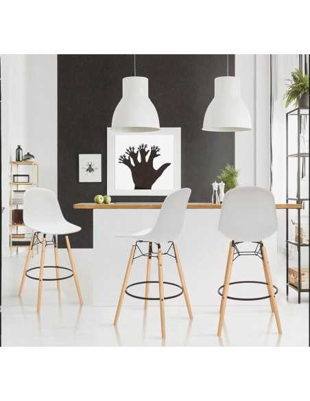 Sgabello - Legno di faggio e metallo verniciato - cm 44 x 40 x 112 h