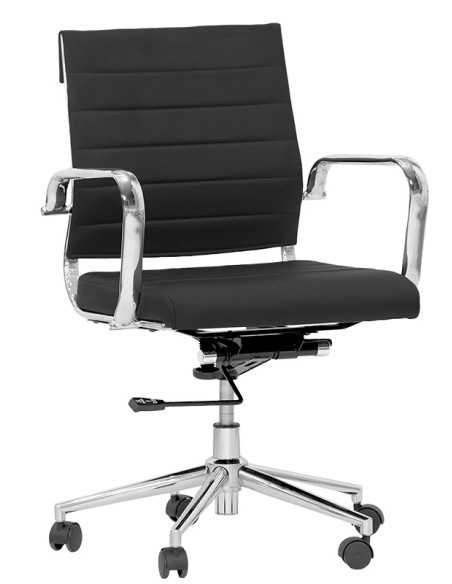 Sedia da ufficio - Metallo cromato - Seduta imbottita - cm 51 x 45 x 93/87 h