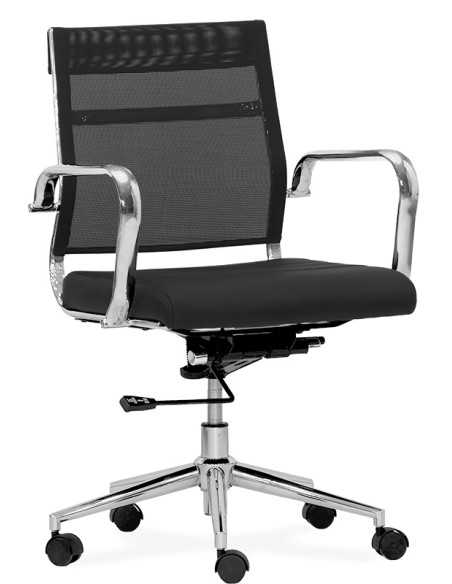 Silla de oficina - Chrome Metal - Asiento acolchado - Textilene Back - cm 51 x 45 x 93/87h