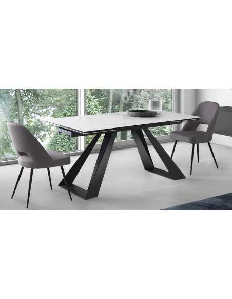 Table - Painted metal - Extensible glass ceramic top - cm 160+40+40 x 90 x 75 h