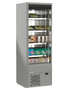 Espositore murale - Temperatura 0° + 4°C - Ventilato - Interno inox - Tenda notte di serie - Cm 68.5 x 64 x 198.1 h