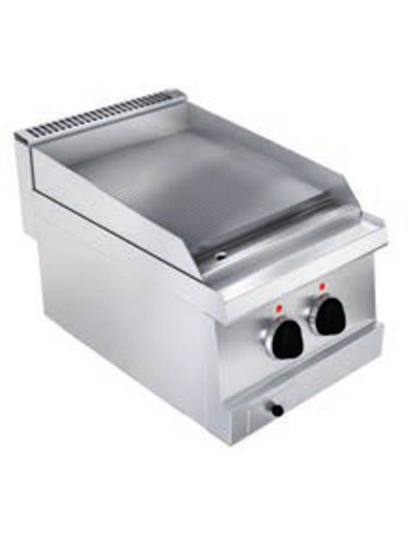 Fry top elettrica - Piastra rigata cromata - cm...