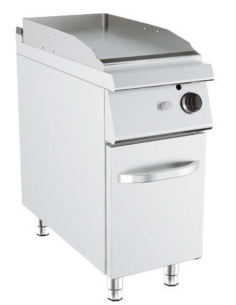 Fry top a gas - Piastra liscia cromata - Dimensioni cm 40...