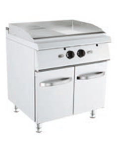 Fry top a gas - Piastra 1/2liscia e 1/2 rigata cromata -...