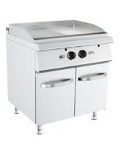 Fry top a gas - Piastra 1/2liscia e 1/2 rigata...