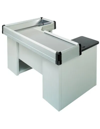 Static checkout counter with double basin - Scanner provision - 160 cm