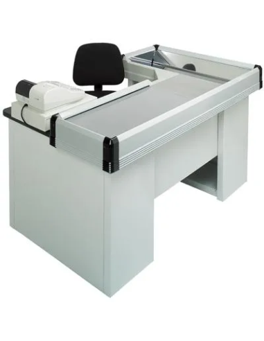 Static checkout counter with double basin - Scanner provision - 160 cm