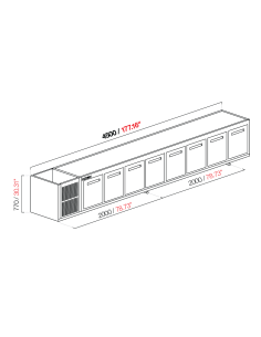 Recessed hood - Refrigerated - N. 8 doors - cm 450 x 53.5...