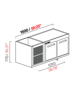 Recessed hood - Refrigerated - N. 2 doors - cm 150 x 53.5...