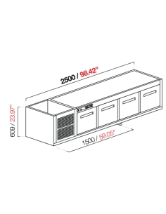 Recessed hood - Refrigerated - N. 4 doors - cm 250 x 63 x...