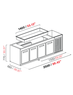 Cella da incasso - Refrigerata - Con vasca - N. 4 porte -...