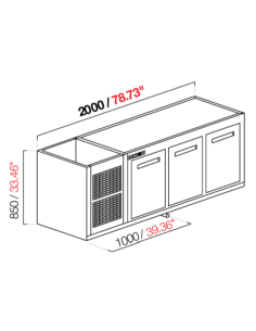 Recessed hood - Refrigerated - N.3 doors - cm 200 x 63 x...