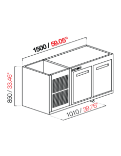 Recessed hood - Refrigerated - N. 2 doors - cm 150 x 53.5...