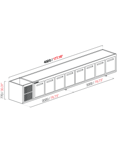Recessed hood - Refrigerated - N. 8 doors - cm 450 x 68.5...