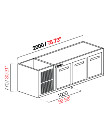 Recessed hood - Refrigerated - N. 3 doors - cm...